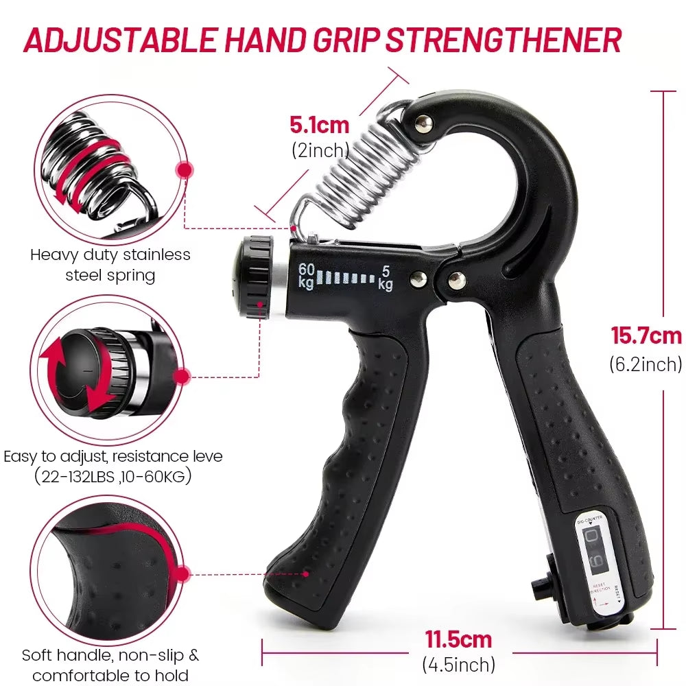 5-60Kg Adjustable Hand Grip Wrist Training Finger 