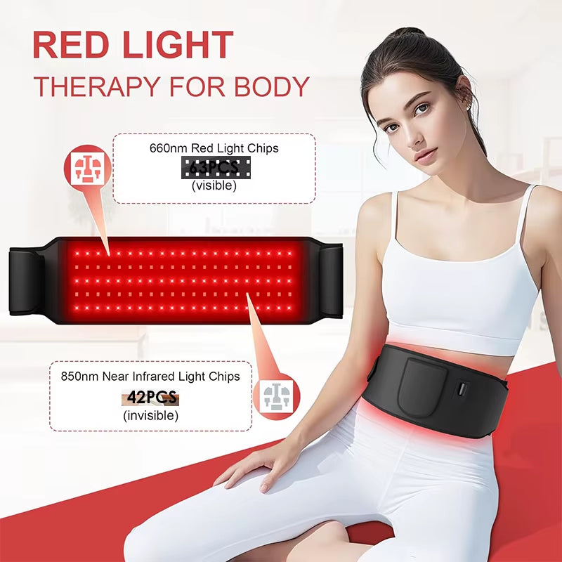 Red Light Therapy Belt 660Nm 850Nm near Infrared Light Therapy for Body, Relaxing Muscle, Inflammation, Improve Circulation