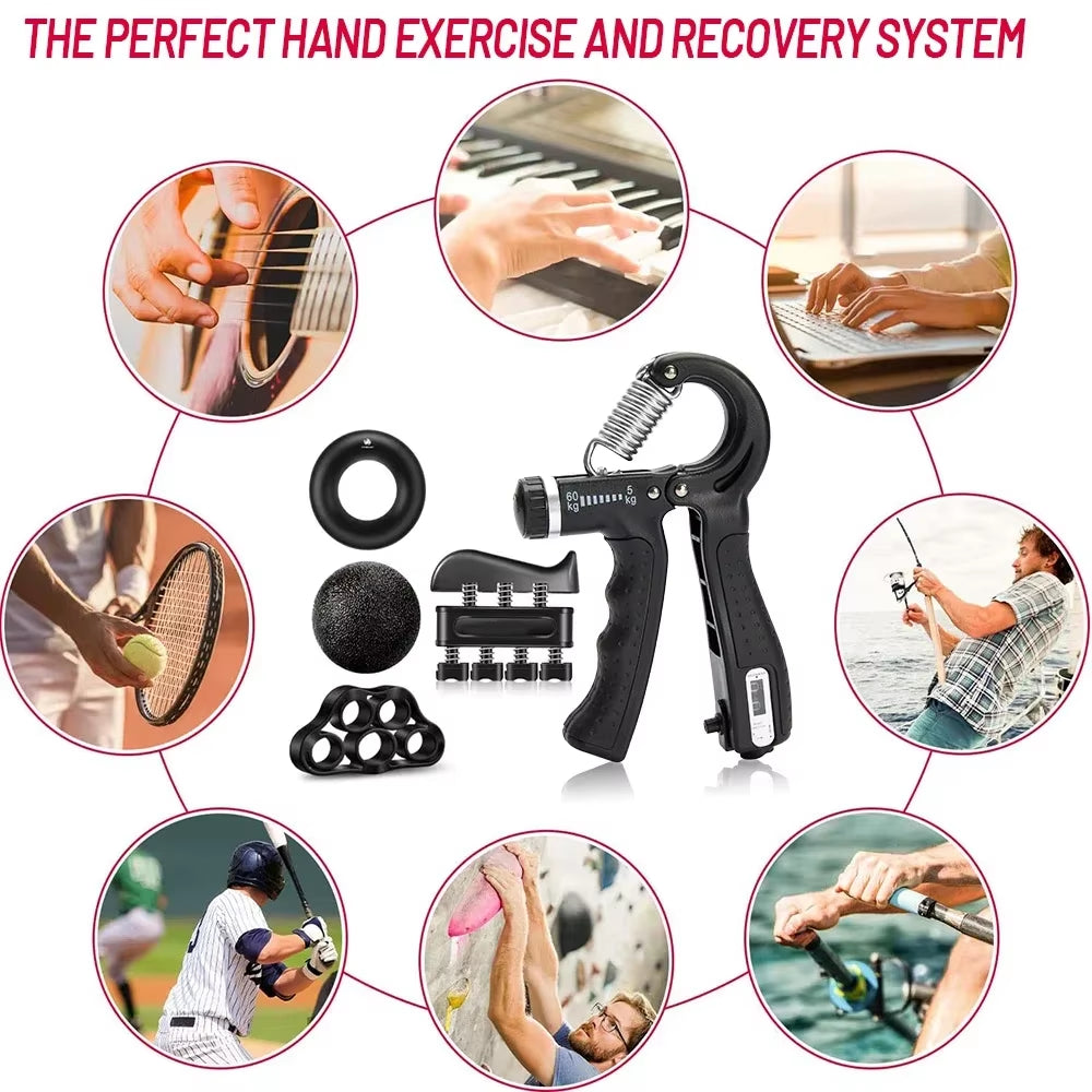 5-60Kg Adjustable Hand Grip Wrist Training Finger 
